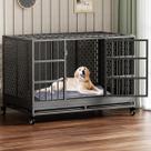 Dog Crate Snuowu Heavy Duty 122/107/97 cm com rodas para cães grandes