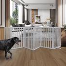 Dog Gate ZJSF de madeira dobrável 81 cm de altura 6 painéis cinza