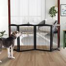 Dog Gate ZJSF de madeira dobrável de 4 painéis 81x32cm preto