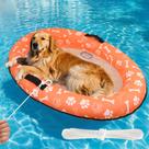 Dog Pool Float PASARA para cães grandes, laranja à prova de perfuração