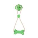 Dog Tug Toy Suction Cup Rope Chew Bone Interactive Green
