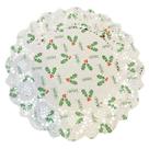 Doilies Toalha Papel Rendado Estampado Natalino Branco 34CM