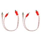 Dois Cabo Y Rca Automotivo Banhado Ouro Tech One 2 Machos 1 Fêmea Blindado Vermelho e Transparente