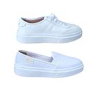 Dois pares tênis branco casual social slip on hospital farmacia