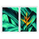 Dois Quadros Decorativos Flor e Folhas 90x60 Sala Quarto Dois Quadros Decorativos Flor e Folhas 90x60 Sala Quarto