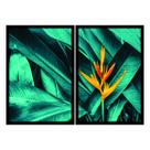 Dois Quadros Decorativos Flor e Folhas 90x60 Sala Quarto Dois Quadros Decorativos Flor e Folhas 90x60 Sala Quarto