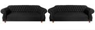 Dois Sofás Chesterfield Capitone Elisabeth Suede Preto 2,30