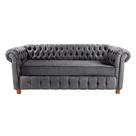 Dois Sofás Chesterfield Capitone Luis XV Suede Cinza Chumbo 2M / Decoração, sala estar, recepção