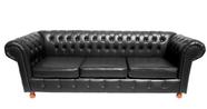Dois Sofás Chesterfield Luiz XV 1,80 cm Corano Preto sala de estar/recepção/ barbearia
