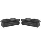Dois Sofás Chesterfield Merlo 3 lugares 2,30 - Corano Preto / Decoração, recepção, Barbearia, sala tv estar