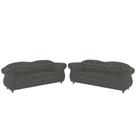 Dois Sofás Chesterfield Merlo 3 lugares 2M - Suede Cinza Chumbo / Decoração, recepção, Barbearia, sala