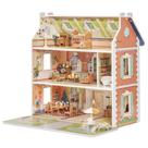 Dollhouse ROBUD de madeira para crianças, meninas e meninos de 3 a 6 anos com móveis