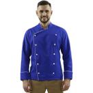 Dólmã Para Chef Cozinha Unissex Azul Uniforme Cozinheiro Profissional Gambuza Restaurante Padaria Confeitaria Pizzaria
