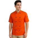 Dólmã Para Chef Cozinha Unissex Cor Laranja Uniforme Cozinheiro Manga Curta Restaurante Pizzaria Hamburgueria
