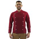 Dólmã Para Chef Cozinha Unissex Uniforme Profissional Vermelho Escuro Gambuza Restaurante Pizzaria Hamburgueria Padaria