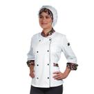 Dólmã Para Chef De Cozinha Feminina Acinturada Floral Rosas 100% Algodão Uniforme Para Cozinheira Confeiteira Padaria Resturante