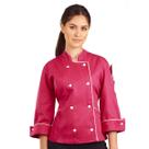 Dólmã Para Chef De Cozinha Feminino Acinturada Rosa 100% Algodão Uniforme Gambuza Restaurante Confeitaria Padaria Doceria