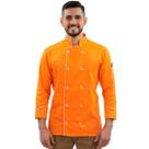 Dólmã Para Chef De Cozinha Unissex Laranja Tropical 100% Algodão Gambuza Uniforme Cozinheiro Restaurante Padaria Pizzaria