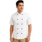Dólmã Unissex Para Chef Cozinha Restaurante Padaria Pizzaria Uniforme Branco Tradicional Cozinheiro Manga Curta