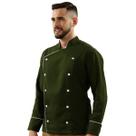Dólmã Unissex Para Chef De Cozinha Gambuza Verde Musgo Uniforme Cozinheiro Restaurante Hamburgueria Pizzaria