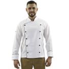 Dólmã Unissex Para Chef De Cozinha Uniforme Branco Detalhes Preto Gambuza Cozinheiro