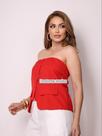 Domi Modas- Blusa Feminina sem alça Com Botões Frontais Luis Twill 90603