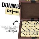 Dominó De Osso Com Maleta Couro 10 Milimetros Profissional