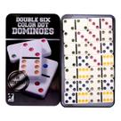 Dominó Double Six 28 Peças Marfim Color Com Estojo Metal