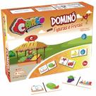 Dominó Figuras e Frutas Mdf 28 peças Brinquedo Pedagógico Carlu