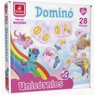 Dominó unicórnios arco-íris 3d 28 pç-brincadeira de criança