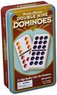 Dominoes Pressman Double 9 com 55 Jumbo Crystalline em estanho