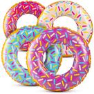 Donut Pool Float Bedwina inflável, pacote de 4 para crianças