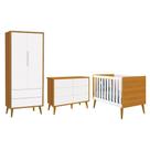 Dormitório Completo Infantil Theo 2 Portas, Cômoda 6 Gavetas e Berço com Pés Amadeirado - Reller Móveis