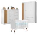 Dormitorio Infantil Ayla com Berço Q Encanto MDF Branco Pheonix Baby