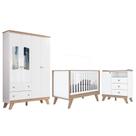 Dormitório Infantil Confete com Guarda Roupa, Cômoda e Berço Branco/Jequitibá - Móveis Henn Dormitório Infantil Confete com Guarda Roupa, Cômoda e Berço Branco/Jequitibá - Móveis Henn