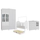Dormitório Infantil Elô Janelas Guarda Roupa, Cômoda e Berço com Colchão Supreme - Móveis Peroba