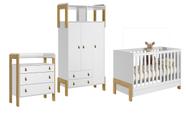 Dormitório Infantil Fantasia Guarda Roupa Cômoda e Berço Branco Acetinado - Qmovi