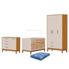 Dormitório Infantil Flip Guarda Roupa 3 Portas, Cômoda 1 Porta e Berço com Colchão Physical - Reller Móveis