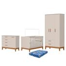 Dormitório Infantil Flip Guarda Roupa 3 Portas, Cômoda 1 Porta e Berço com Colchão Physical - Reller Móveis