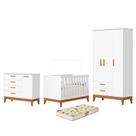 Dormitório Infantil Flip Guarda Roupa 3 Portas, Cômoda 1 Porta e Berço com Colchão Supreme - Reller Móveis