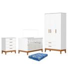 Dormitório Infantil Flip Guarda Roupa 3 Portas, Cômoda 4 Gavetas e Berço com Colchão Physical - Reller Móveis