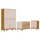 Dormitório Infantil Flip Guarda Roupa 4 Portas, Cômoda 4 Gavetas e Berço - Reller Móveis