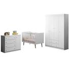 Dormitorio Infantil Helena com Berço Q Encanto MDF Branco Pheonix Baby