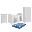 Dormitório Infantil Júnior 3 Portas, Cômoda e Berço Uli com Colchão Baby Physical - Móveis Peroba