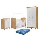 Dormitório Infantil Júnior 3 Portas, Cômoda e Berço Uli com Colchão Baby Physical - Móveis Peroba