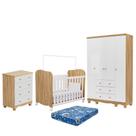 Dormitório Infantil Júnior 4 Portas, Cômoda e Berço Uli com Colchão Baby Physical - Móveis Peroba