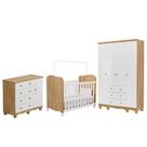 Dormitório Infantil Júnior Guarda Roupa 4 Portas, Cômoda 1 Porta e Berço Uli - Móveis Peroba