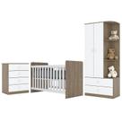 Dormitório Infantil Labirinto com Guarda Roupa, Cômoda e Berço Rústico/Branco - Móveis Henn Dormitório Infantil Labirinto com Guarda Roupa, Cômoda e Berço Rústico/Branco - Móveis Henn