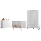 Dormitorio Infantil Melinda com Berço Q Encanto MDF Branco Pheonix Baby