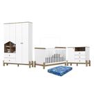 Dormitório Infantil Ternura Guarda Roupa, Cômoda e Berço com Colchão Physical - Móveis Henn